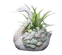 XJBTBA Bird Statue,White Swan Figurine Pots Flower Planters,Ornaments for Indoor Outdoor Decoration,Animal Plant Containers, Home Garden Décor