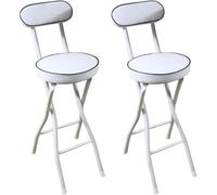 XJBTBA Black Folding Bar Stool with Backrest Cushioned Padded Counter bar-stool Metal Legs Amp Footrest 1pc Sitting(White 2pcs,Sitting Height 26in)