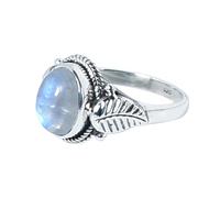 XJBTBA Blue Fire Moonstone Ring For Women 925 Sterling Silver Ring Dainty Ring Rainbow Moonstone Gemstone Ring Gift For Her June Birthstone Ring Size R By