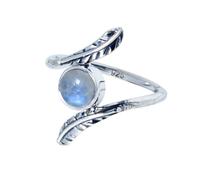 XJBTBA Blue Fire Moonstone Ring For Women 925 Sterling Silver Ring Dainty Ring Rainbow Moonstone Gemstone Ring Gift For Her June Birthstone Ring Size L By