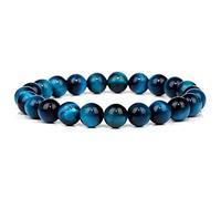 XJBTBA Blue Natural Stone Bracelets for Men White Moonstone Black Lava Beaded Stretch Bracelet Lapis Lazuli Yoga Jewelry,10.Blue Dot Stone,23 Cm
