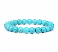 XJBTBA Blue Natural Stone Bracelets for Men White Moonstone Black Lava Beaded Stretch Bracelet Lapis Lazuli Yoga Jewelry,10.Blue Dot Stone,23 Cm