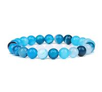 XJBTBA Blue Natural Stone Bracelets for Men White Moonstone Black Lava Beaded Stretch Bracelet Lapis Lazuli Yoga Jewelry,10.Blue Dot Stone,23 Cm