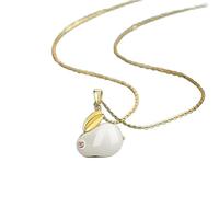 XJBTBA Bracelet Gilded Sterling Silver Jewelry Inlaid Natural Hetian Jade Rabbit Pendant Chinese Lucky Charm Feng Shui Adjustable Amulet for Good Luck Money Prosperity,Gold,Necklace (Color : Gold,