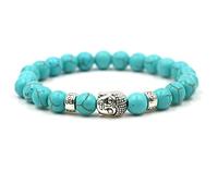 XJBTBA Bracelets for Women Essential Oils, 8mm Stone Bracelet with Buddha Head Adjustable Elastic Bracelet 19CM