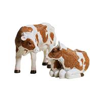 XJBTBA Busts Sculptures A Pair Simulation Yellow Cow Decorative Gardening Fairy Animal Family Ornament Spinner Lawn Yard Decoration Garden Ornaments