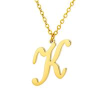 XJBTBA Capital A To Z Stainless Steel Necklace With English Letters Melon Button Men And Women Necklace (K, One Size)