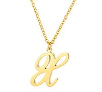 XJBTBA Capital A To Z Stainless Steel Necklace With English Letters Melon Button Men And Women Necklace (X, One Size)