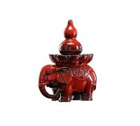 XJBTBA Chinese Style Fountain Ceramic Elephant Flowing Water Tabletop Ornament(Red)