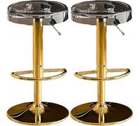 XJBTBA Clear Acrylic Bar Stools Set of 2 Swivel Counter Height Adjustable Chairs No Backs Kitchen Island Stool(Transparent,Gold Lifting Rod)