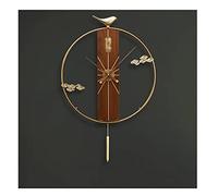 XJBTBA Clock Art Wall Clock,no Ticking Sound,16inch Round Silent Gold, Chinese Style,Battery-Powered,Suitable Living Study Room Gifts (Blue Copper)