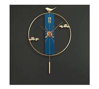 XJBTBA Clock Art Wall Clock,no Ticking Sound,16inch Round Silent Gold, Chinese Style,Battery-Powered,Suitable Living Study Room Gifts (Blue Copper)