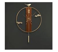 XJBTBA Clock Art Wall Clock,no Ticking Sound,16inch Round Silent Gold, Chinese Style,Battery-Powered,Suitable Living Study Room Gifts (Blue Copper)