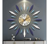 XJBTBA Clock Mid Century Clock,26In Large Metal Battery Operated 3D Silent Decorative Wall Clocks for Living Room Decor (E)