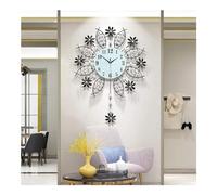 XJBTBA Clocks for, Metal European Style Flower Wall Living Room Clock Mute Creative Home Decoration