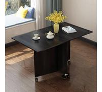 XJBTBA Compact Dining Table, Extendable Kitchen Table, Ultra Slim Foldable Wooden Top, Multi-Function Space-Saving Table with 6 Wheels, Portable Folding Table for Small Spaces