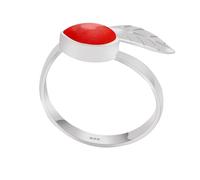 XJBTBA Coral Stone Ring 925 Sterling Silver Statement Ring For Women and Girls Rings Natural Gemstone Ring Promise Ring For Valentines Day Mothers Day Easter Adjustable Size Gift For Her