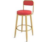 XJBTBA Counter Height Bar Stool for Kitchen Island Round Pu Leather Upholstered Seat High Chair Farmhouse Support 330 Lbs(Red,65cm)