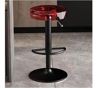 XJBTBA Counter Height bar-stools Clear Acrylic Bar Stools Adjustable Dining Chairs for Kitchen(Red,Black Lifting Rod)