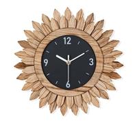 XJBTBA Country Wooden Sunburst Wall Clock, Battery Powered, Silent Ticking, and Bedroom Decoration Suitable for Kitchen, Living Room or Office(Rustic Brown,21 inch)