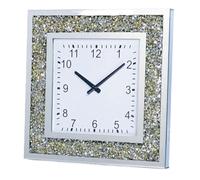 XJBTBA Crystal Sparkling Diamond Mirror Battery Powered Silent Large Clock, Wall Home Decoration Suitable for Kitchen, Living Room or Office(Golden-Square 50cm(a))