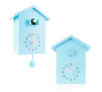 XJBTBA Cuckoo Clock, Bird House with Timer Alarm Pendulum, Wall Art Home Office Decoration Suitable for Kitchen, Living Room or Office(Blue)