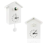 XJBTBA Cuckoo Clock, Bird House with Timer Alarm Pendulum, Wall Art Home Office Decoration Suitable for Kitchen, Living Room or Office(White)