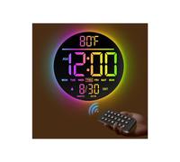 XJBTBA Daylight Saving Time Digital Wall Clock with Multiple Functions Office Decoration, 10" Suitable for Kitchen, Living Room or Office(RGB)