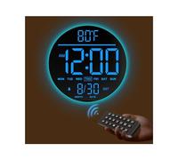 XJBTBA Daylight Saving Time Digital Wall Clock with Multiple Functions Office Decoration, 10" Suitable for Kitchen, Living Room or Office(Blue)