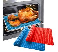 XJBTBA Diamond Chef Silicone Baking Cooking Mat Oven Pyramid Large Trays Sheet Non-Stick Pastry Value 2 Pack, Reducing Healthy Cooking Heat-Resistant for Grilling BBQ 39.5x27cm