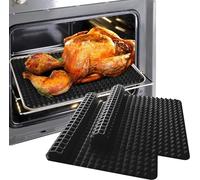 XJBTBA Diamond Chef Silicone Mat Baking Mats Pyramid Oven Non-Stick Pastry Large Value 2 Pack, Reducing Healthy Cooking Sheets Heat-Resistant for Grilling BBQ 15.1 X 10.6Inch Black