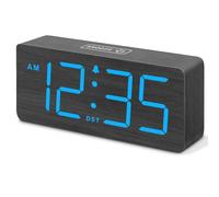 XJBTBA Digital Alarm Clock with Dimmer, Volume Control, Daylight Saving Time, Office Wooden Decor Heavy Sleepers Suitable for Kitchen, Living Room or Office(Blue)