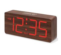 XJBTBA Digital Alarm Clock with Dimmer, Volume Control, Daylight Saving Time, Office Wooden Decor Heavy Sleepers Suitable for Kitchen, Living Room or Office(Red)