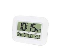 XJBTBA Digital with Alarm Temperature, Silent Large Display LCD Wall Mountable and Desk Clock Calendar Snooze for Home Office,White