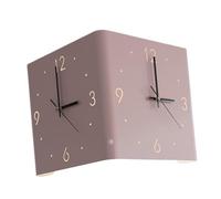 XJBTBA Double Sided Clock Ornament Wall Mount Angle Corner Clock Indoor Decor Wall Clock with Light for Bedroom Living Room Office, Pink