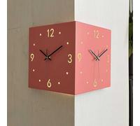 XJBTBA Double Sided Corner Wall Clock - Silent Battery Operated Luminous Clock with Numeral Scale for Bedroom - Square Design - Ideal for Corner Spaces - Easy to Read and Stylish