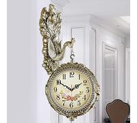 XJBTBA Double-Sided Decorative Wall Clock, 360° Rotating Wall Clock in Europe, Individual Style, R-Mixed Numeral Wall Clock, Exact Time, Implies Lifetime and Perfect Love, L