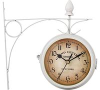 XJBTBA Double Sided Wall Clock, Garden Clocks Outdoor Waterproof Retro Stand Wall Clock Vintage Antique Look Bracket Indoor Hanging Decor Clock