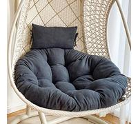 XJBTBA Egg Chair Cushion Replacement 41.3" L x 41.3" W x 4.7" Th - Thick Soft Swing Seat Cushion with Headrest, Rattan Hanging Chair Pad with Ties for Indoor Outdoor Garden Hammock Swing (Dark Grey)