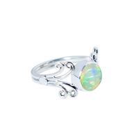 XJBTBA Ethiopian Opal Ring Multi Fire Gemstone Ring 925 Sterling Silver Ring For Women Gift For Her October Birthstone Opal Ring Bohemian Ring Size R By