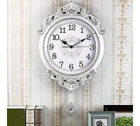 XJBTBA Europ?Ische Retro Decorative Wall Clock, Lightweight Luxury Swing Wall Clock, Quiet Wall Clock, Exact Time, Empty Wall Decoration, Gold Automatic On Time