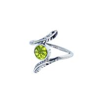 XJBTBA Exquisite Green Peridot Ring 925 Sterling Silver Rings Statement Bohemian Ring Birthday Love Gift For Any Occasion Gemstone Peridot Birthstone Ring Size T By