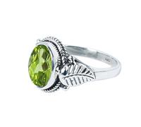 XJBTBA Exquisite Green Peridot Ring 925 Sterling Silver Rings Statement Bohemian Ring Birthday Love Gift For Any Occasion Oval Cut Gemstone Peridot Birthstone Ring Size L By