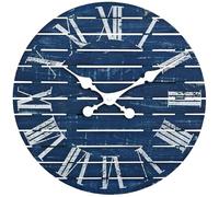 XJBTBA Farmhouse Lap American Handmade Wooden Clock, Wall Decoration, 29 Inch Suitable for Kitchen, Living Room or Office(Navy,18 inches)
