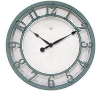XJBTBA Farmhouse Vintage Clock, Quartz Movement, Battery Powered, Raised 3D Arabic Numerals, Wall Decoration Suitable for kitchen, living room or office(Aged Teal Finish,10 inch)