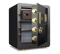 XJBTBA Fireproof Waterproof Deposit 3 Layer Cabinet s with Inner Cabinet s Steel Fingerprint Electronic Key Lock Steel Money Black - 38X33X45cm (Colo for Home