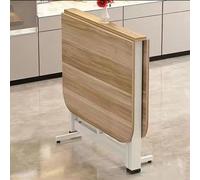 XJBTBA Foldable Wooden Dining Table with Drop Leaves - Expandable, Space-Saving, Multi-Functional Portable Kitchen Furniture for Small Spaces, Mobile Folding Table Solution