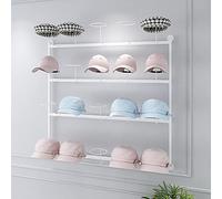 XJBTBA Freestanding Hat Display Stand 4 Tier Wall Mount Hat Organizers and Storage for Multiple Hats, Modern Horizontal Wig Display Stand Rack Holder for Bedroom Store