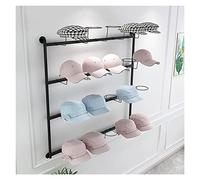 XJBTBA Freestanding Hat Rack Modern Iron Hat Rack for Wall, 4 Tier Retail Display Stand for Wigs/Cowboy/Helmet, with Movable Hat Hooks & Cross Bar, Wall Mounted