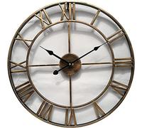 XJBTBA Garden Clock, Vintage Clock with Roman Numerals, Non-Ticking Battery Operated Metal Skeleton 40cm/16inch Decorative Clock for Home Kitchen Cafe Hotel Wall Decor Red